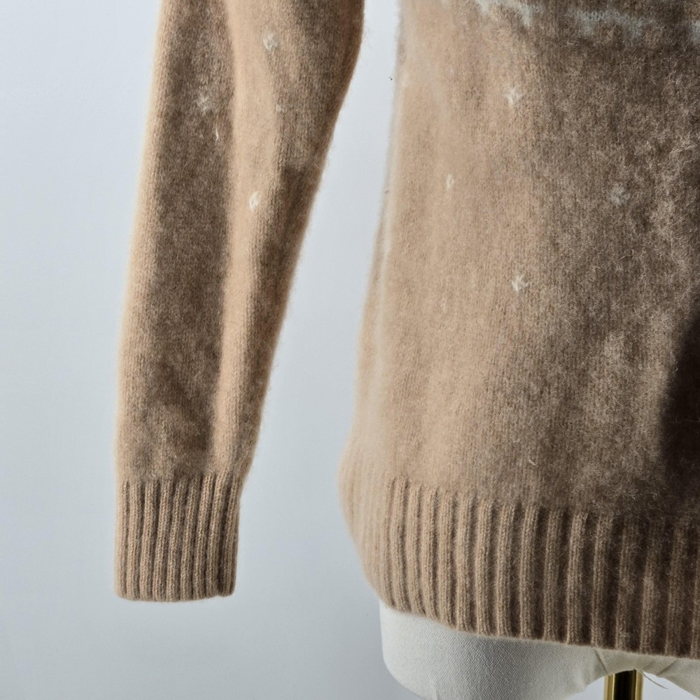 Antonio Melani Sweater Pullover Womens M Beige 100%Cashmere Turtleneck Fair Isle - Picture 3 of 11